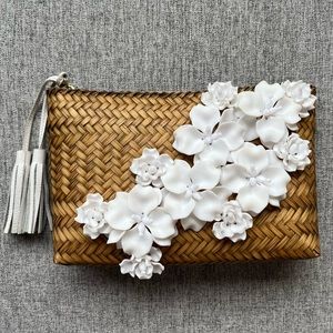 Matthew & Melka Fleur Bamboo Clutch in Blanc